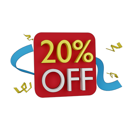 20 Percent Discount Tag  3D Icon