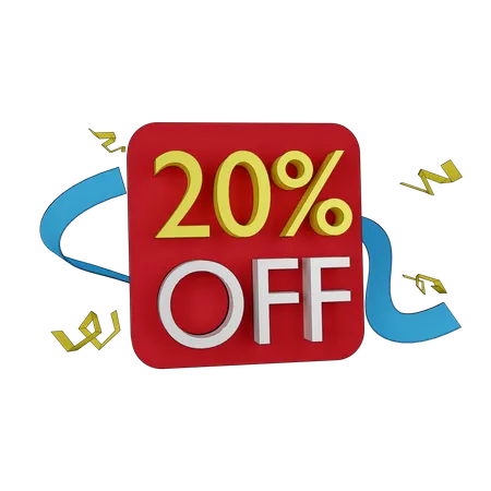 20 Percent Discount Tag  3D Icon