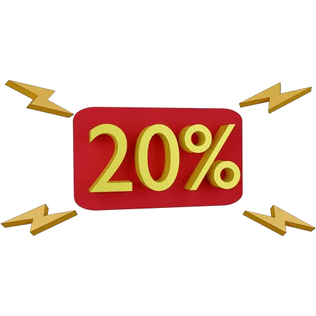 20 Percent Discount Tag  3D Illustration
