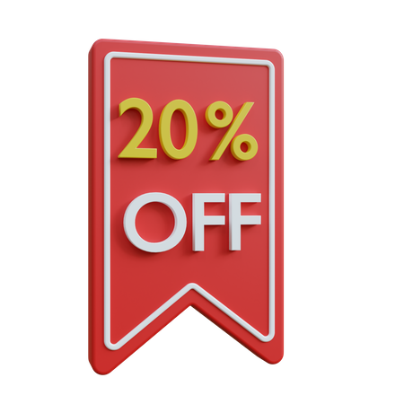 20 Percent Discount Tag 3D Icon