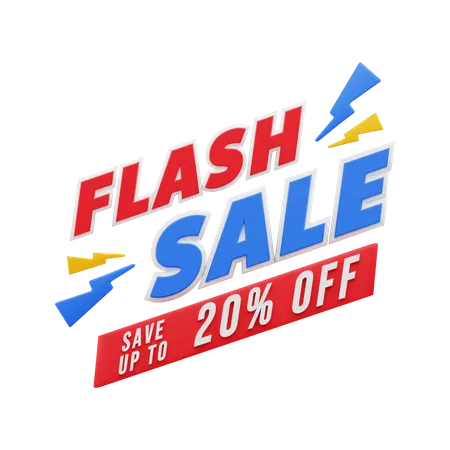 20 Percent Flash Sale 3D Illustration