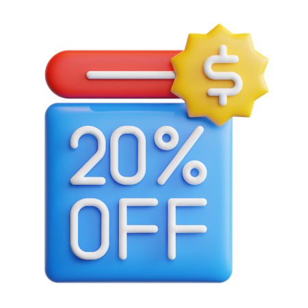 20 Percent Off  3D Icon