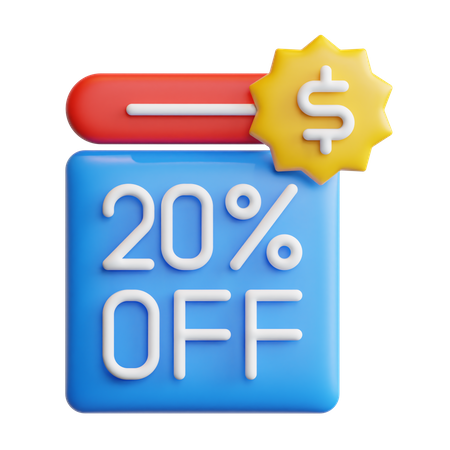 20 Percent Off  3D Icon