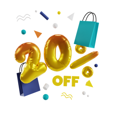 20 Percent Off  3D Illustration