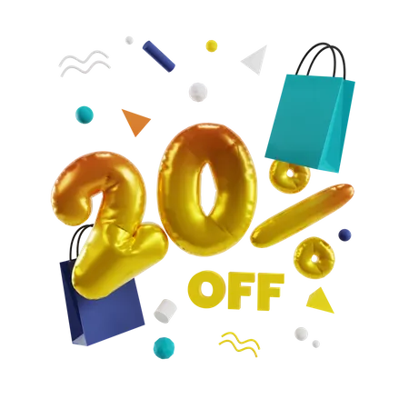 20 Percent Off  3D Illustration