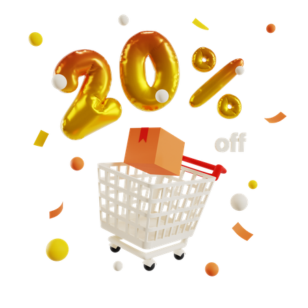 20 Percent Off  3D Illustration