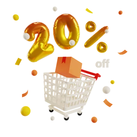 20 Percent Off  3D Illustration