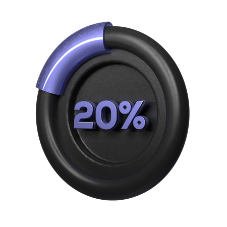 20 Percent Pie Chart  3D Illustration