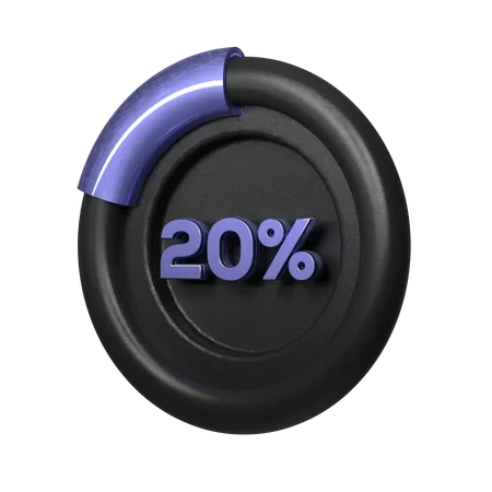 20 Percent Pie Chart  3D Illustration