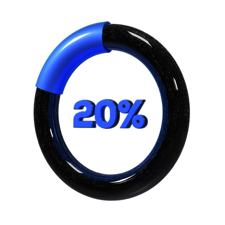 20 Percent Pie Chart 3D Illustration