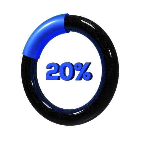 20 Percent Pie Chart  3D Illustration