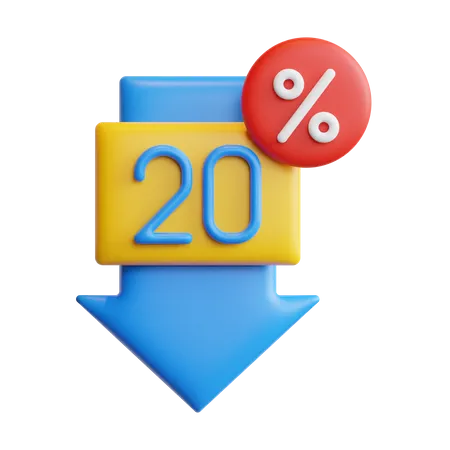 20 Percent Price Drop  3D Icon