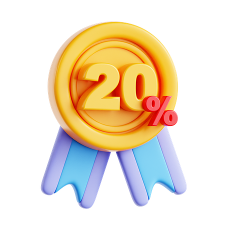 20 Percentage Discount  3D Icon