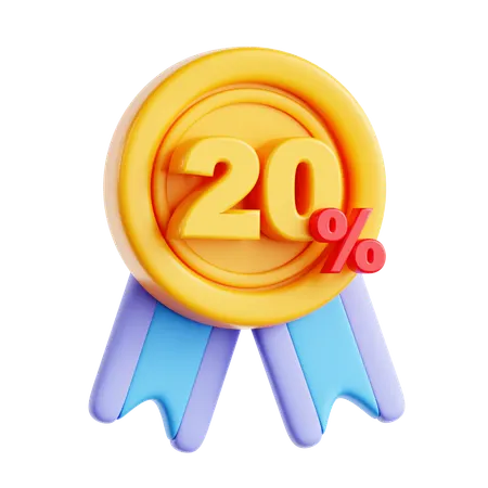 20 Percentage Discount  3D Icon