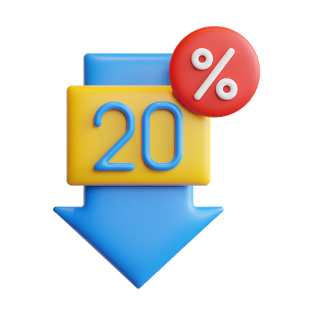 Caída del precio del 20 por ciento  3D Icon