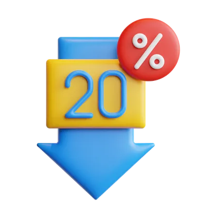 Caída del precio del 20 por ciento  3D Icon