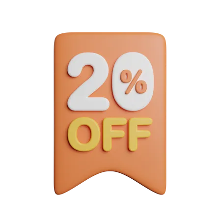 20 Prozent Rabatt-Abzeichen  3D Icon