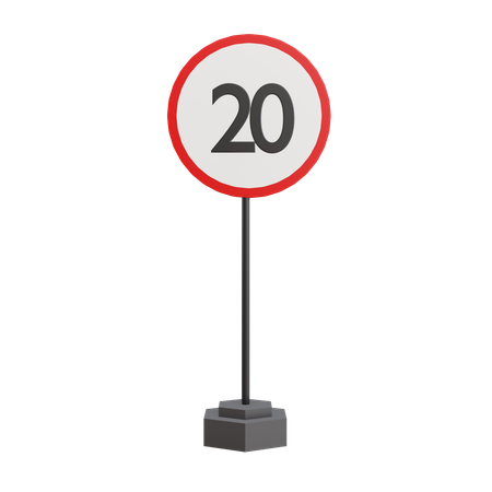 20 Speed Limit  3D Icon