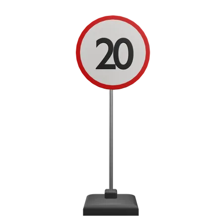 20 Speed Limit  3D Icon