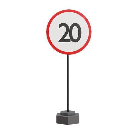 20 Speed Limit  3D Icon