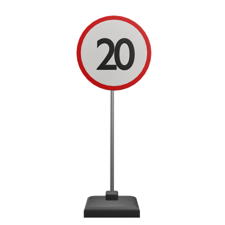 20 Speed Limit  3D Icon