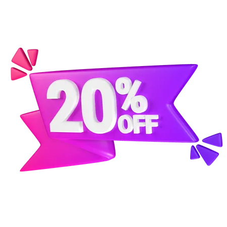 Etiqueta de desconto de 20%  3D Icon