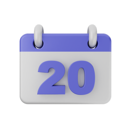 Kalender mit 20 Terminen  3D Icon