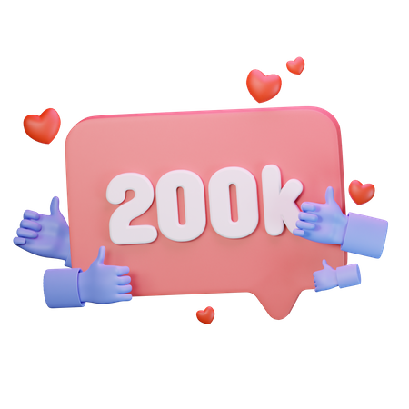 200 000 likes comme followers  3D Icon