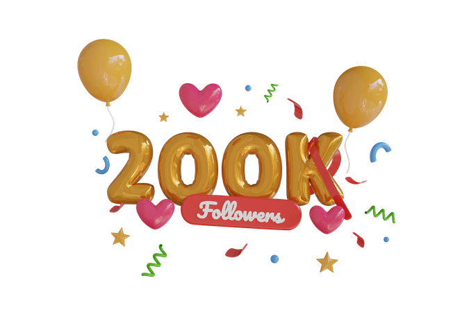 200K Follower  3D Icon