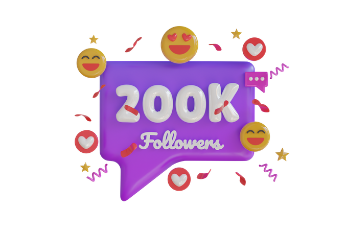 200k Followers  3D Icon