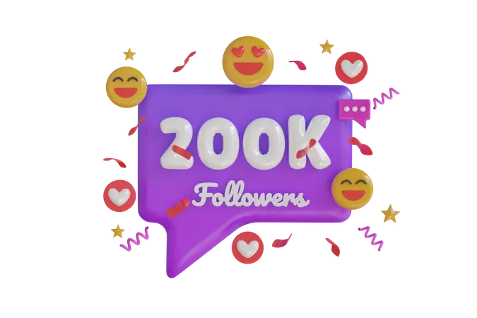 200k Followers  3D Icon