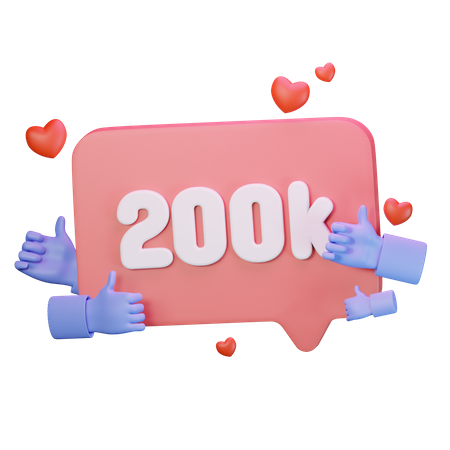 200K Love Like Followers  3D Icon