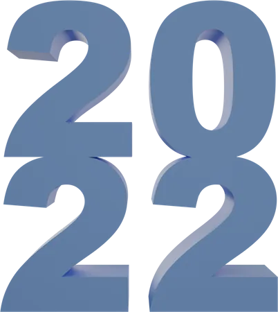 2022 New Years In Blue 3D Illustration