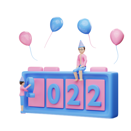 2022 countdown time new year  3D Icon