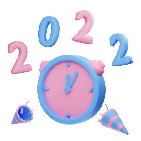2022 countdown time new year and trumpet  3D Icon