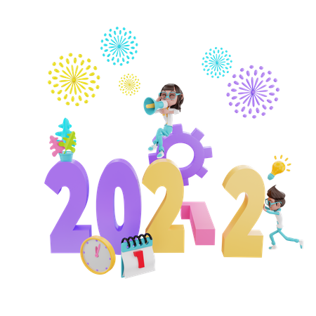 2022 New Year Eve  3D Illustration