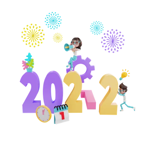 2022 New Year Eve  3D Illustration