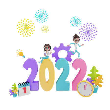 2022 New Year Eve  3D Illustration