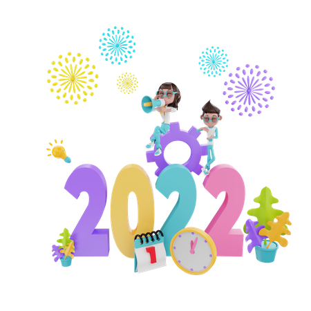 2022 New Year Eve  3D Illustration