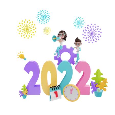 2022 New Year Eve  3D Illustration