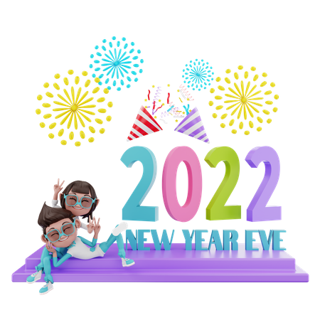 2022 New Year Eve  3D Illustration