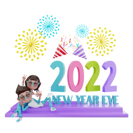 2022 New Year Eve  3D Illustration