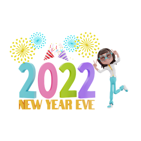 2022 New Year Eve  3D Illustration