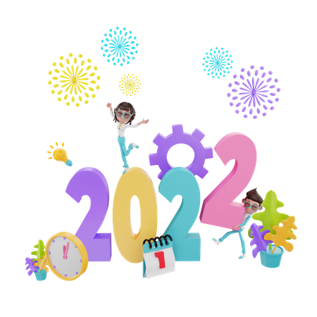 2022 New Year Eve  3D Illustration