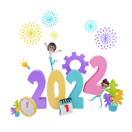 2022 New Year Eve  3D Illustration