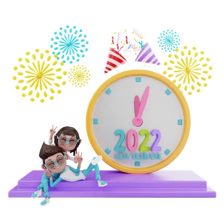 2022 New Year Eve  3D Illustration