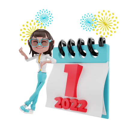 2022 New Year Eve 3D Illustration