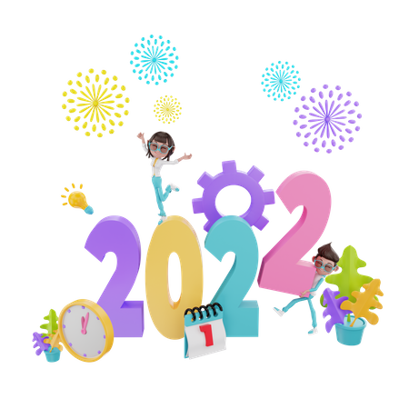 Silvester 2022  3D Illustration