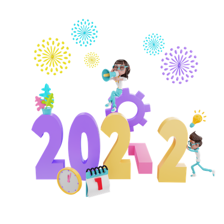 Silvester 2022  3D Illustration