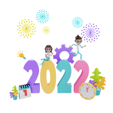 Silvester 2022  3D Illustration